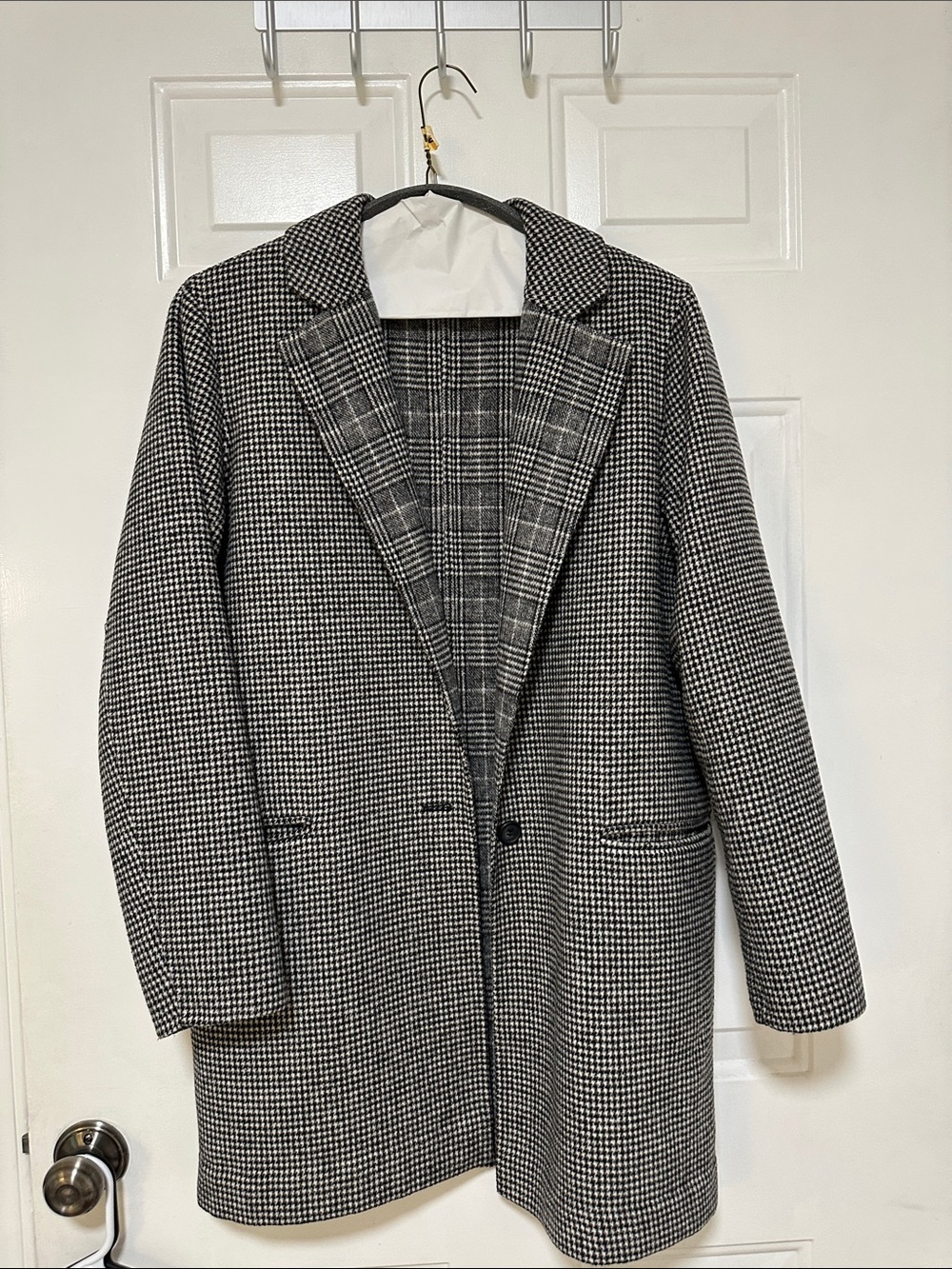 7 For All Mankind Black & White Houndstooth Peacoat